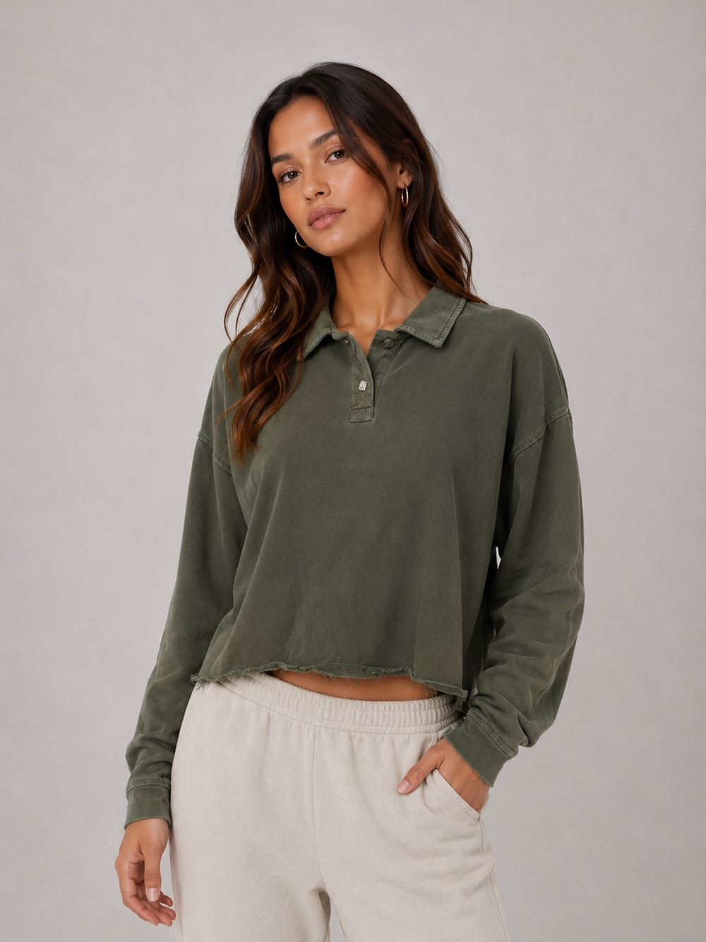 $132 New Michael Lauren Revolve Polo Crop - green - XS